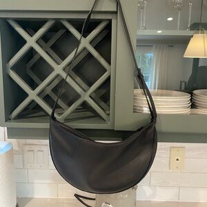 Oak + Fort Black Faux Leather Moon Bag
